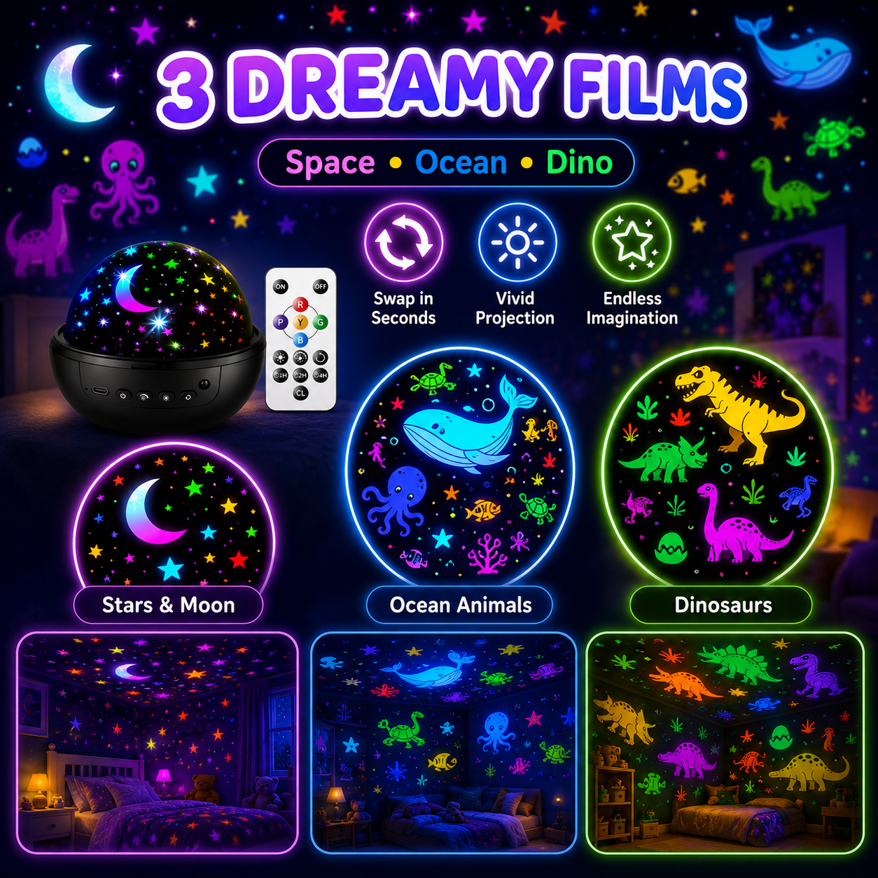 Kids Star Projector Night Light