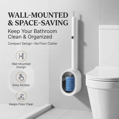 Disposable Toilet Brush Kit with 32 Refills – Wall-Mount Toilet Cleaning System