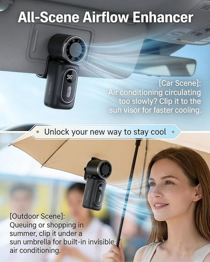 🌬️ Mini Portable Handheld Clip Fan – 3-in-1 Rechargeable 3000mAh Battery 🔋