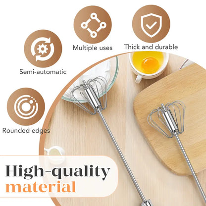 🥄✨ Stainless Steel Hand-Push Rotary Whisk – Effortless Mixing in Seconds!（2 PCS）