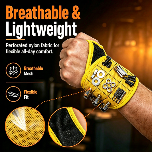 🧲 Magnetic Wristband – Holds Screws, Nails & Bits