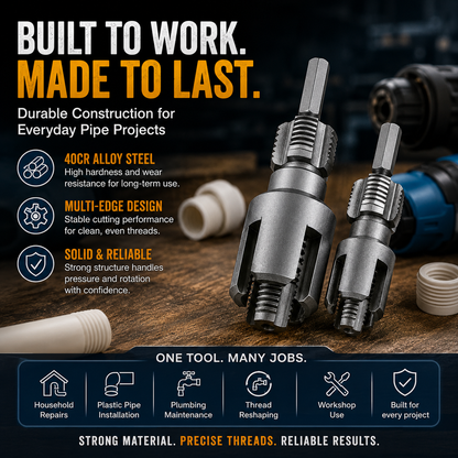 Drill Powered Pipe Thread Cutting Tool Bit for Internal External Threads