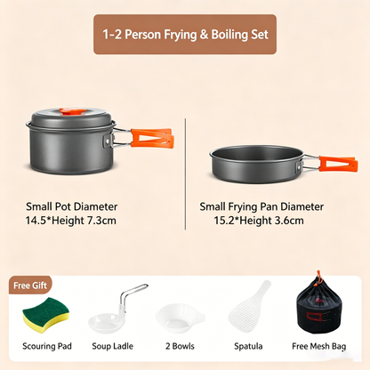 🔥HOT SALE 49% OFF🍳2026 Pro Outdoor Camping Cookware: 3-in-1 Ultra-Light Pots, Pans & Kettle Set! 🏕️🛒