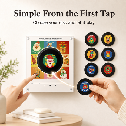 Magnetic NFC Acrylic Music Player with 9 Mini Vinyl Discs