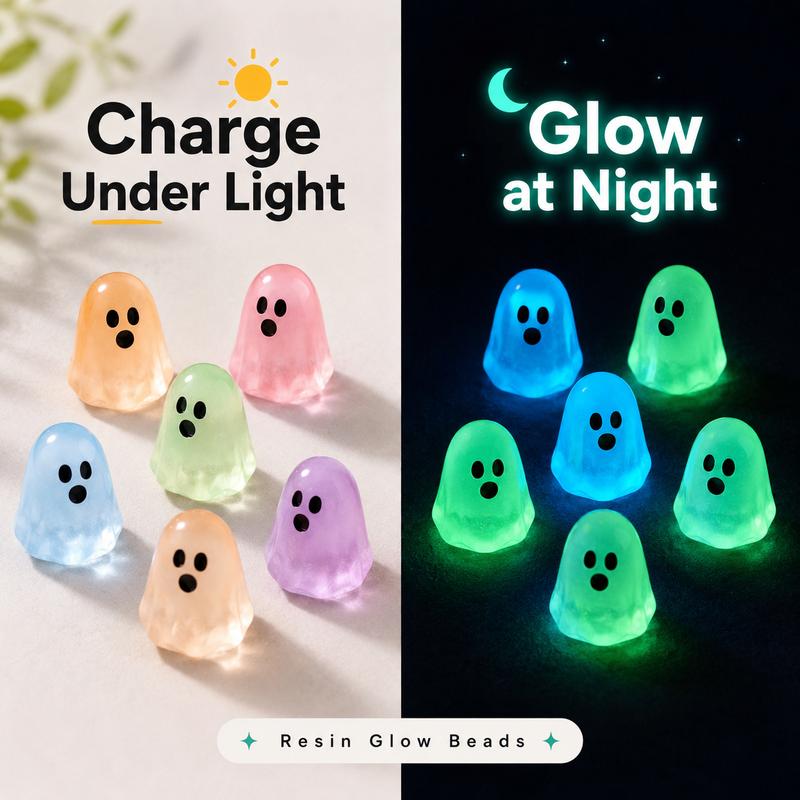 🎃Glow In Dark Cute Ghost Resin Bead Set👻