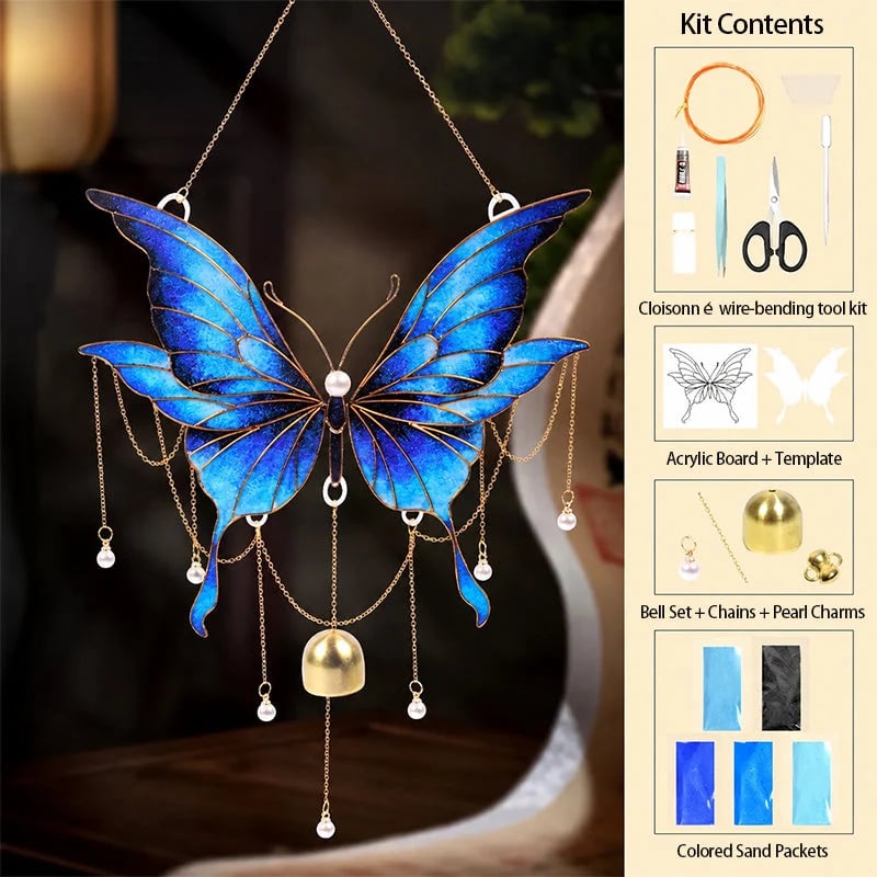 🦋DIY Filigree Cloisonne Enamel Butterfly Wind Chime Craft Kit