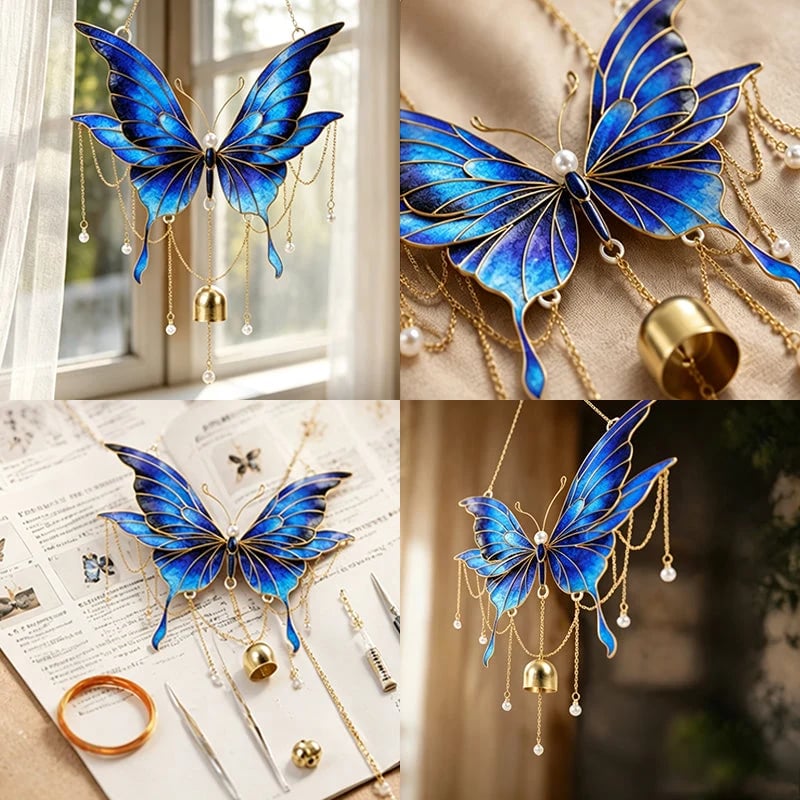 🦋DIY Filigree Cloisonne Enamel Butterfly Wind Chime Craft Kit
