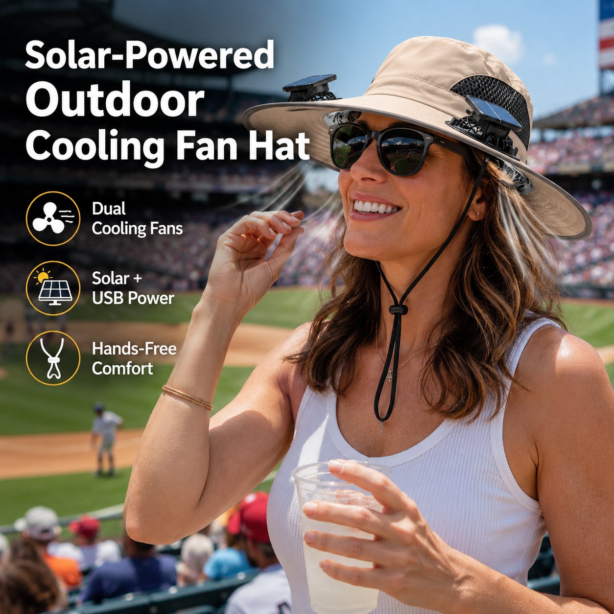 🔥HOT SALE 49% OFF - ☀️Solar-Powered Outdoor Cooling Fan Hat