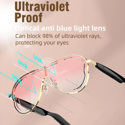 🏆Flash Sale⚡ 50K+ SOLD! Almost Gone-💥✨Super Black Technology😎 Smart Bluetooth 5.4 Audio Sunglasses – Open-Ear, UV & Blue Light Protection