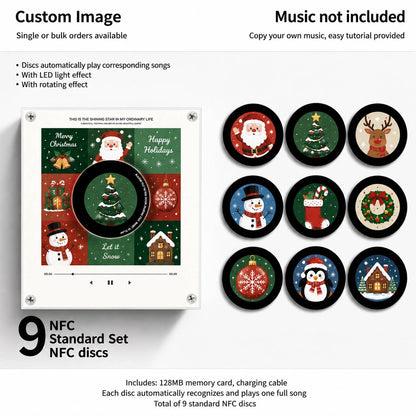 Magnetic NFC Acrylic Music Player with 9 Mini Vinyl Discs