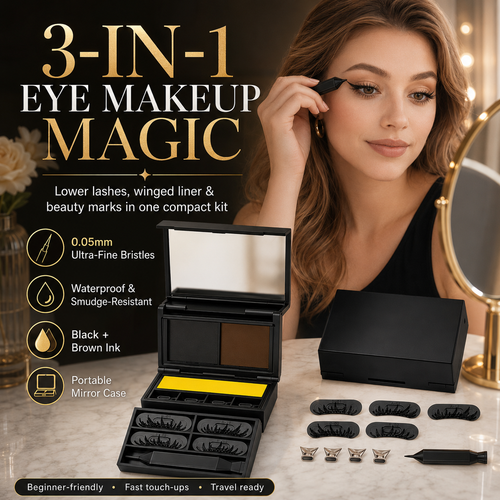 3-in-1 Eyeliner & Lash Stamp Kit – Wing, Bottom Lashes & Liner, Waterproof, Beginner-Friendly