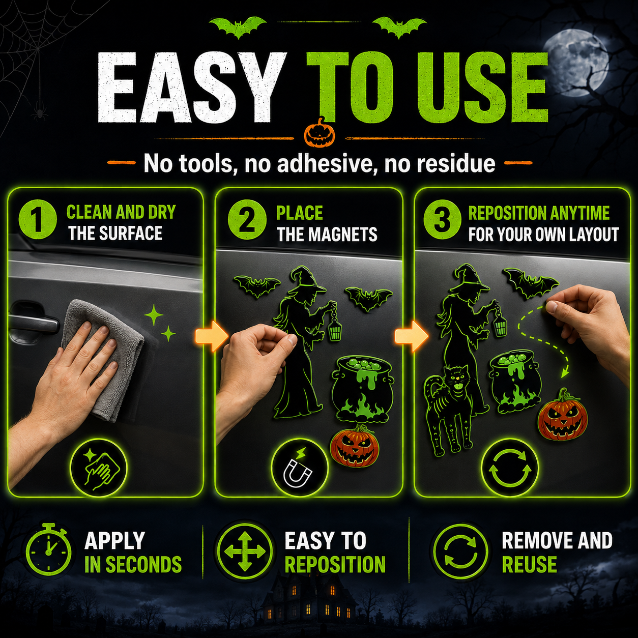Halloween Magnetic Decorations – Car, Fridge & Garage Door Spooky Decor