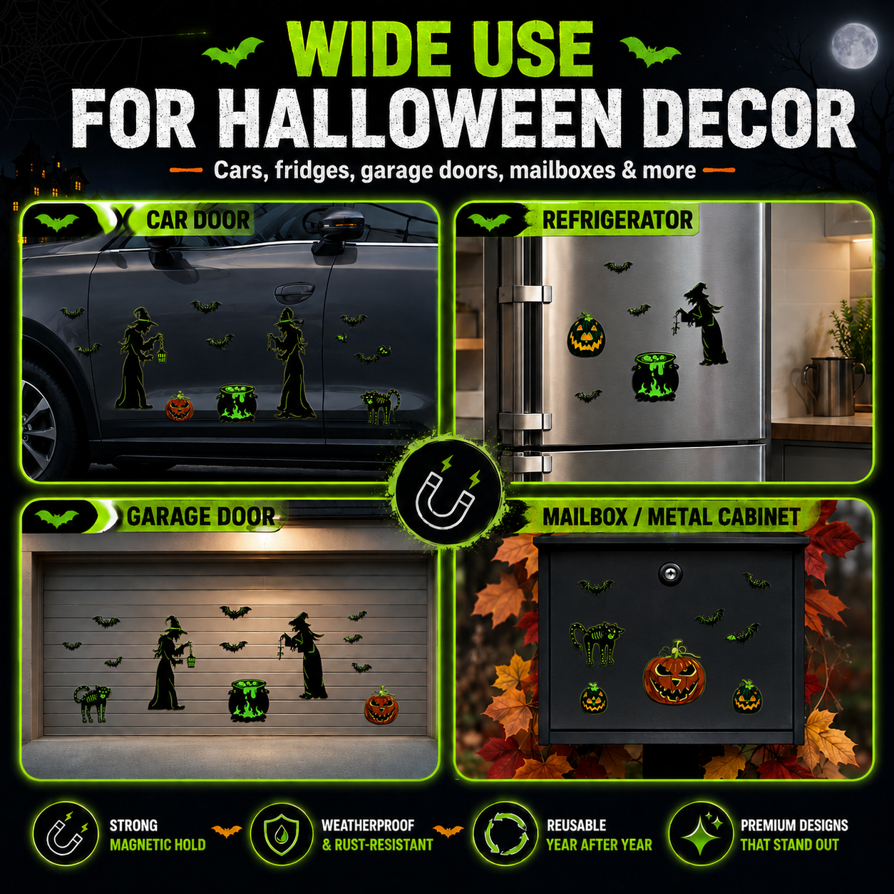 Halloween Magnetic Decorations – Car, Fridge & Garage Door Spooky Decor