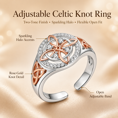Rose Gold Celtic Witch Knot Ring