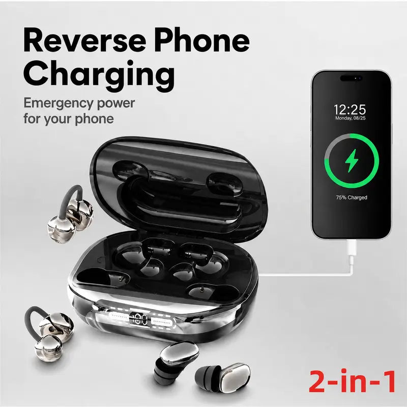 6-Piece Clip-On Earbuds with Power Bank Case