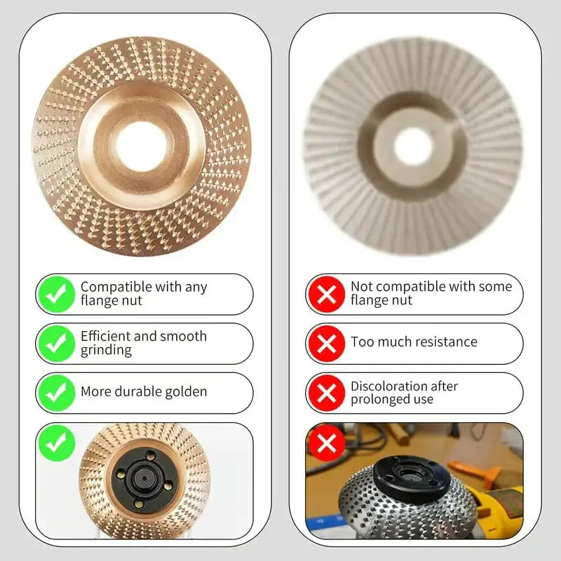 3-Piece Wood Carving Disc Set for Angle Grinder | Flat, Curved & Beveled | Carbon Steel