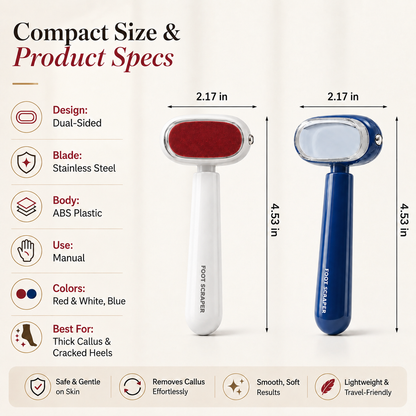 🦶 Dual-Sided Foot Callus Remover – Stainless Steel Blade, Portable Dead Skin Scraper for Cracked Heels ✨