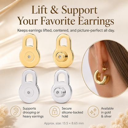 14K Gold Plated Earring Lifters - Lift & Support Heavy Earrings For A Perfect