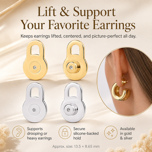 14K Gold Plated Earring Lifters - Lift & Support Heavy Earrings For A Perfect