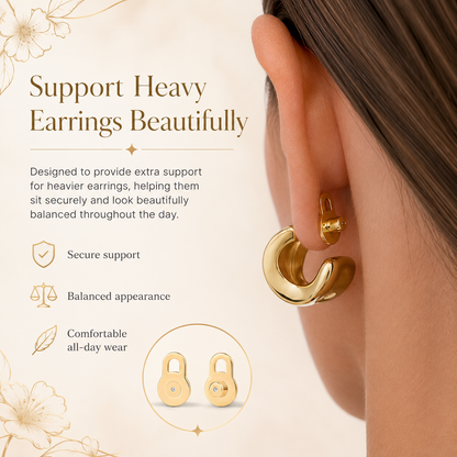 14K Gold Plated Earring Lifters - Lift & Support Heavy Earrings For A Perfect