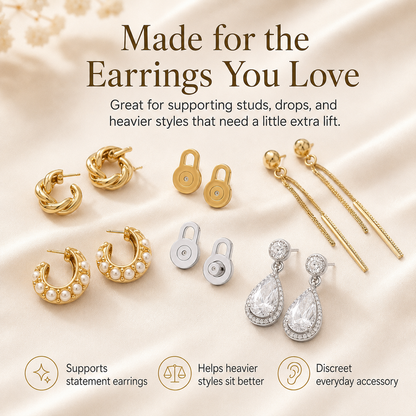 14K Gold Plated Earring Lifters - Lift & Support Heavy Earrings For A Perfect