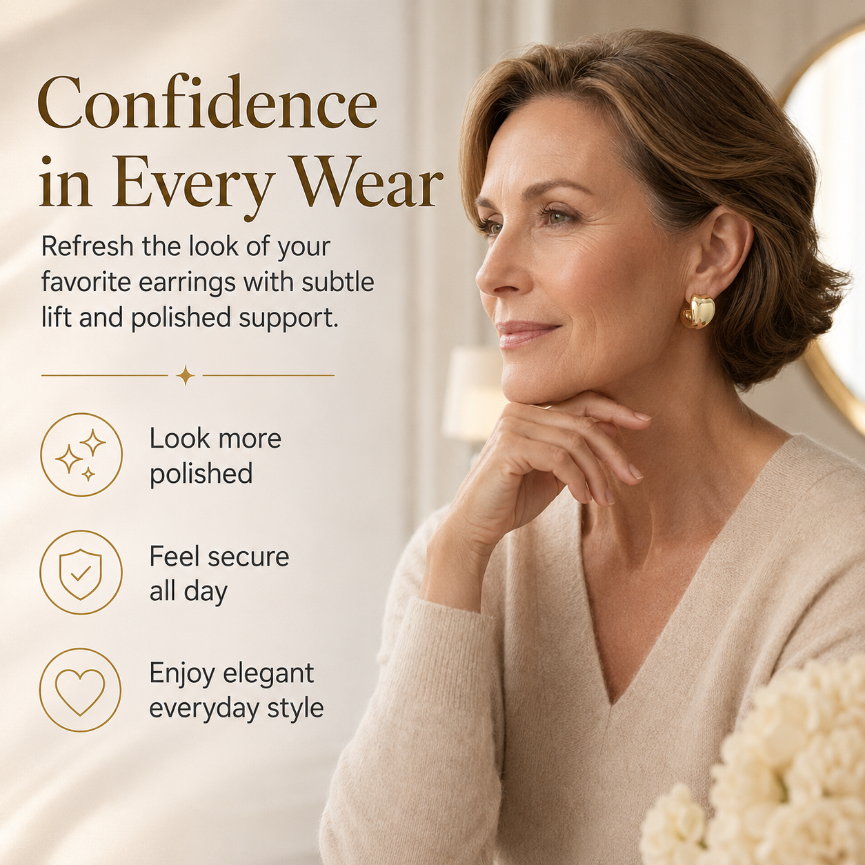 14K Gold Plated Earring Lifters - Lift & Support Heavy Earrings For A Perfect