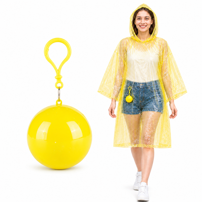 Portable Hooded Rain Poncho – Waterproof Tear-Resistant Emergency Raincoat with Keychain Case