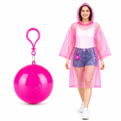 Portable Hooded Rain Poncho – Waterproof Tear-Resistant Emergency Raincoat with Keychain Case