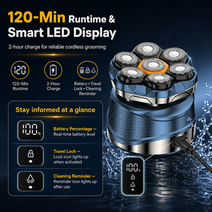 7D Electric Head Shaver for Men | Wet & Dry Rotary Razor