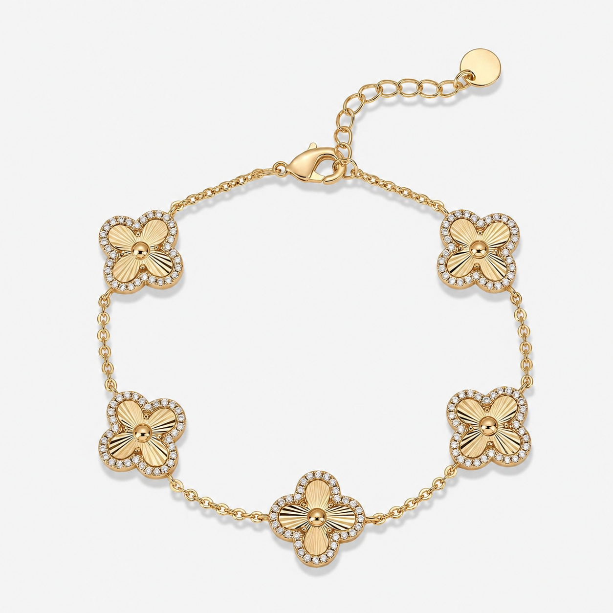 14K Gold-Plated Four-Leaf Clover Bracelet – Lucky Charm Jewelry for Women