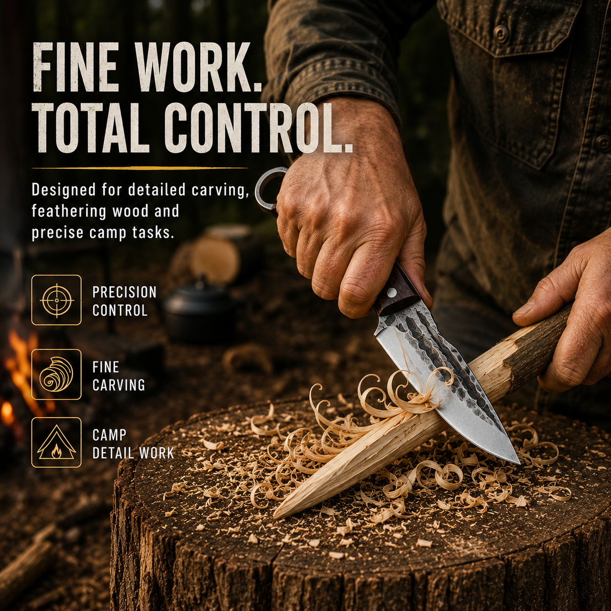 🏕️ Outdoor Fixed-Blade Camping Knife with Leather Sheath