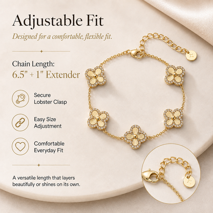 14K Gold-Plated Four-Leaf Clover Bracelet – Lucky Charm Jewelry for Women
