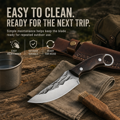🏕️ Outdoor Fixed-Blade Camping Knife with Leather Sheath