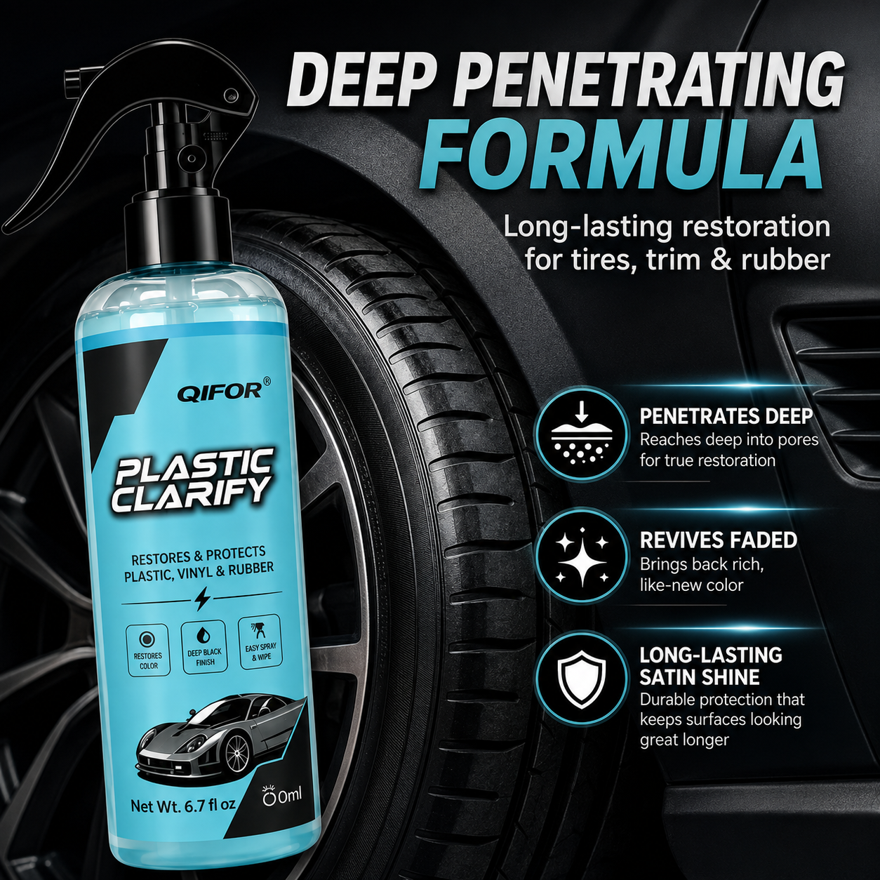 Multi-Surface Car Plastic Restorer – Trim, Tire & Dashboard Polish