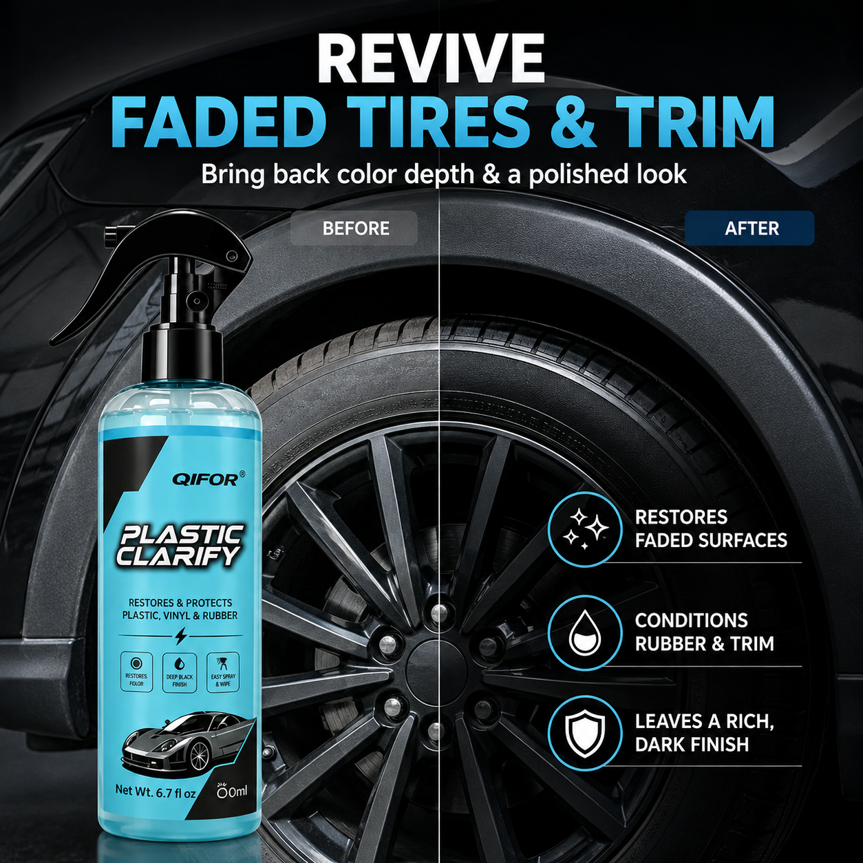 Multi-Surface Car Plastic Restorer – Trim, Tire & Dashboard Polish