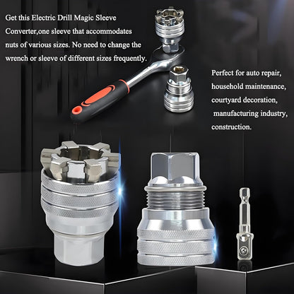 Universal socket ratchet and drill adapter display