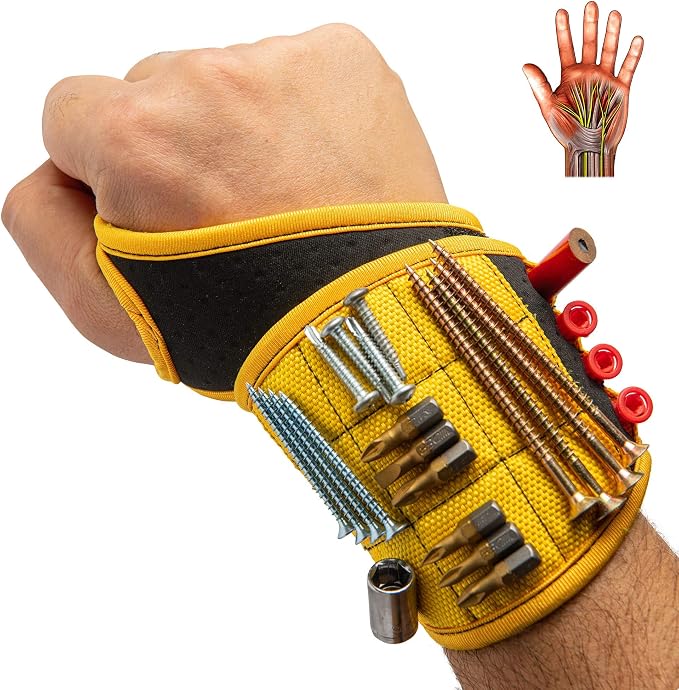 🧲 Magnetic Wristband – Holds Screws, Nails & Bits