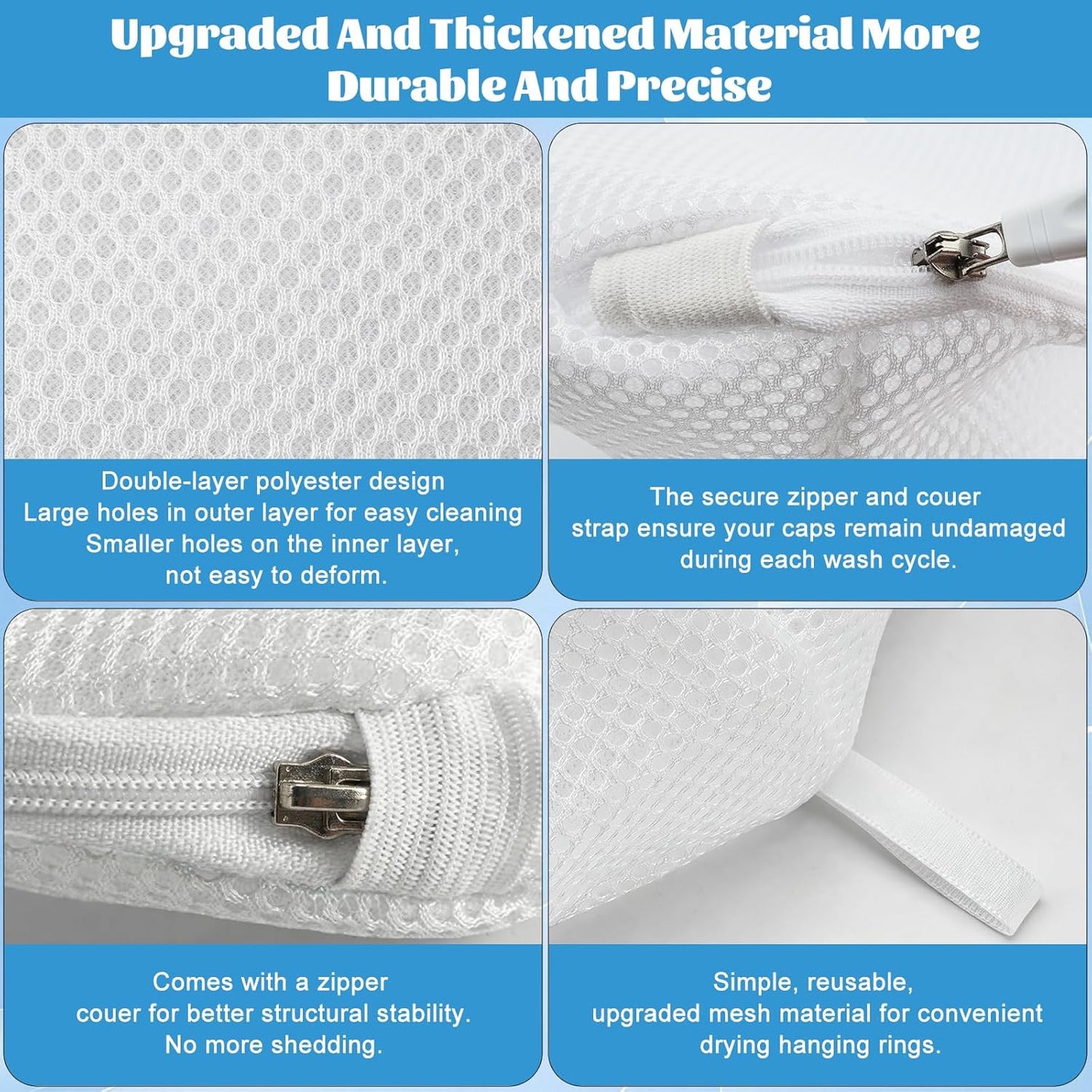 PP Hat Washer Cage with Adjustable Shaper(Free Gift-White Zipper Mesh Bag)