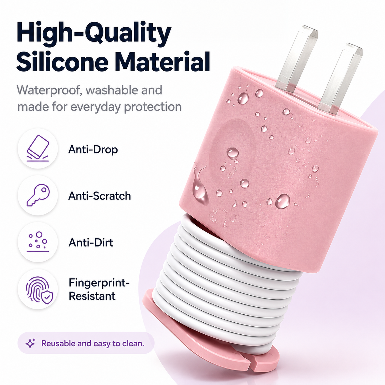 2-in-1 Silicone Charger Case with Cord Wrap