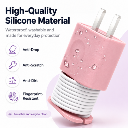 2-in-1 Silicone Charger Case with Cord Wrap