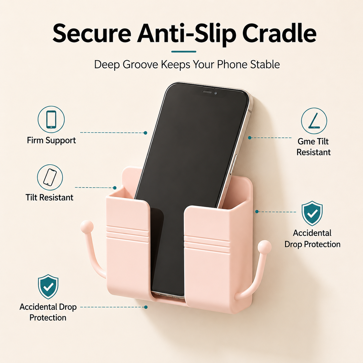 Wall-Mounted Phone Holder – Self-Adhesive Charging & Storage Organizer