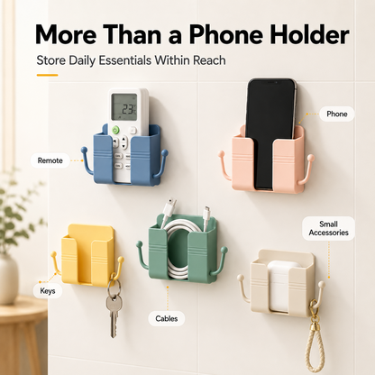 Wall-Mounted Phone Holder – Self-Adhesive Charging & Storage Organizer