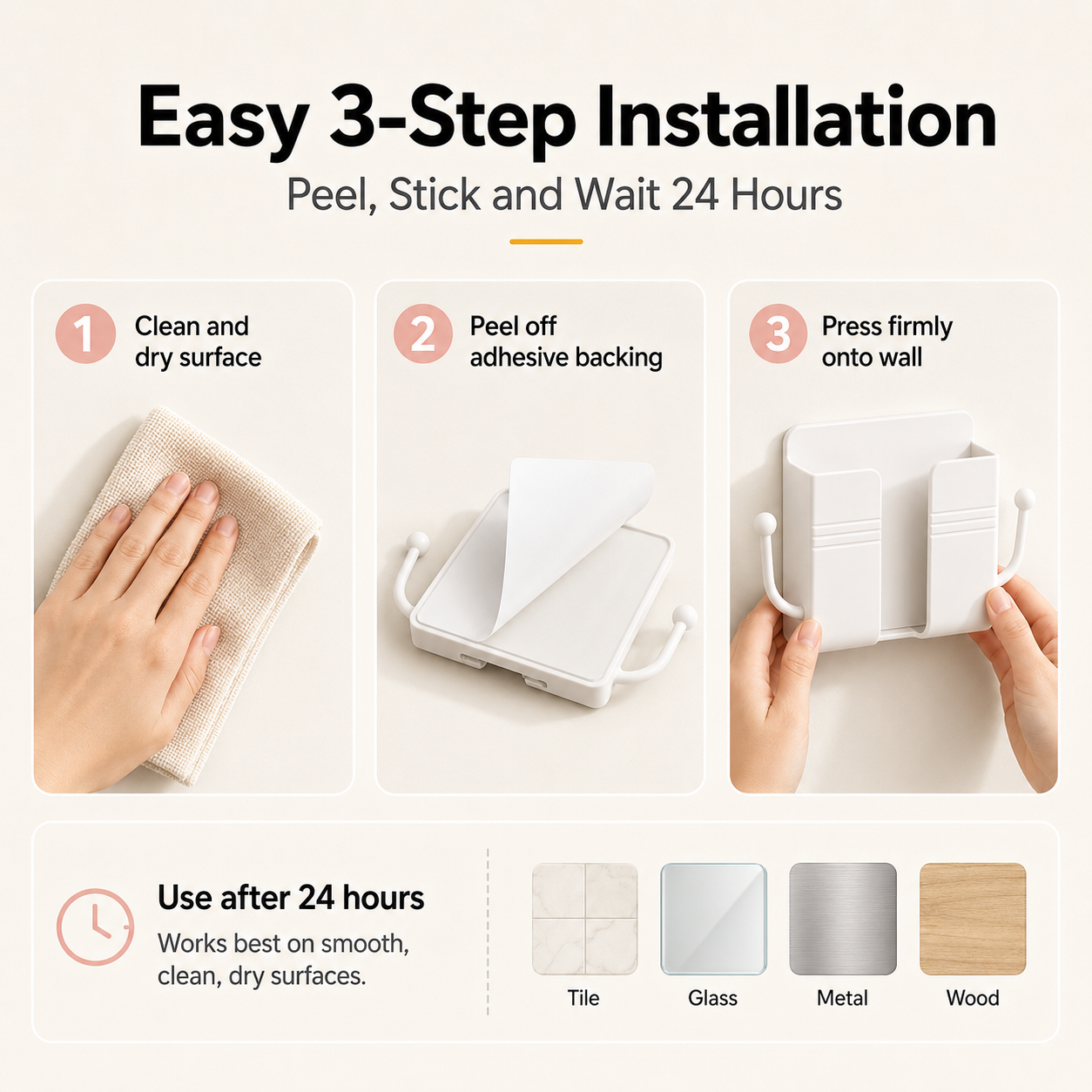 Wall-Mounted Phone Holder – Self-Adhesive Charging & Storage Organizer