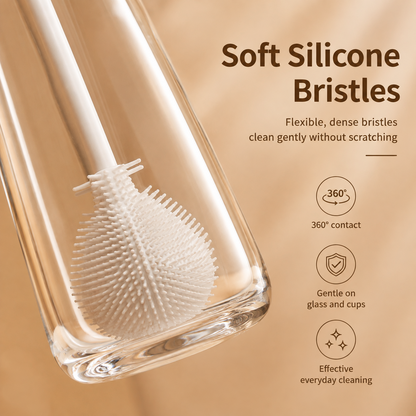 360° Silicone Bottle Cleaning Brush – Long Handle Soft Bristle Cleaner for Bottles, Cups & Narrow Containers