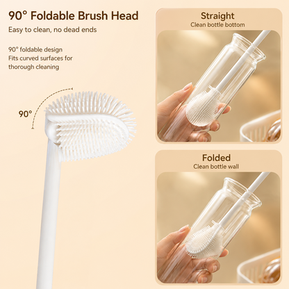 360° Silicone Bottle Cleaning Brush – Long Handle Soft Bristle Cleaner for Bottles, Cups & Narrow Containers