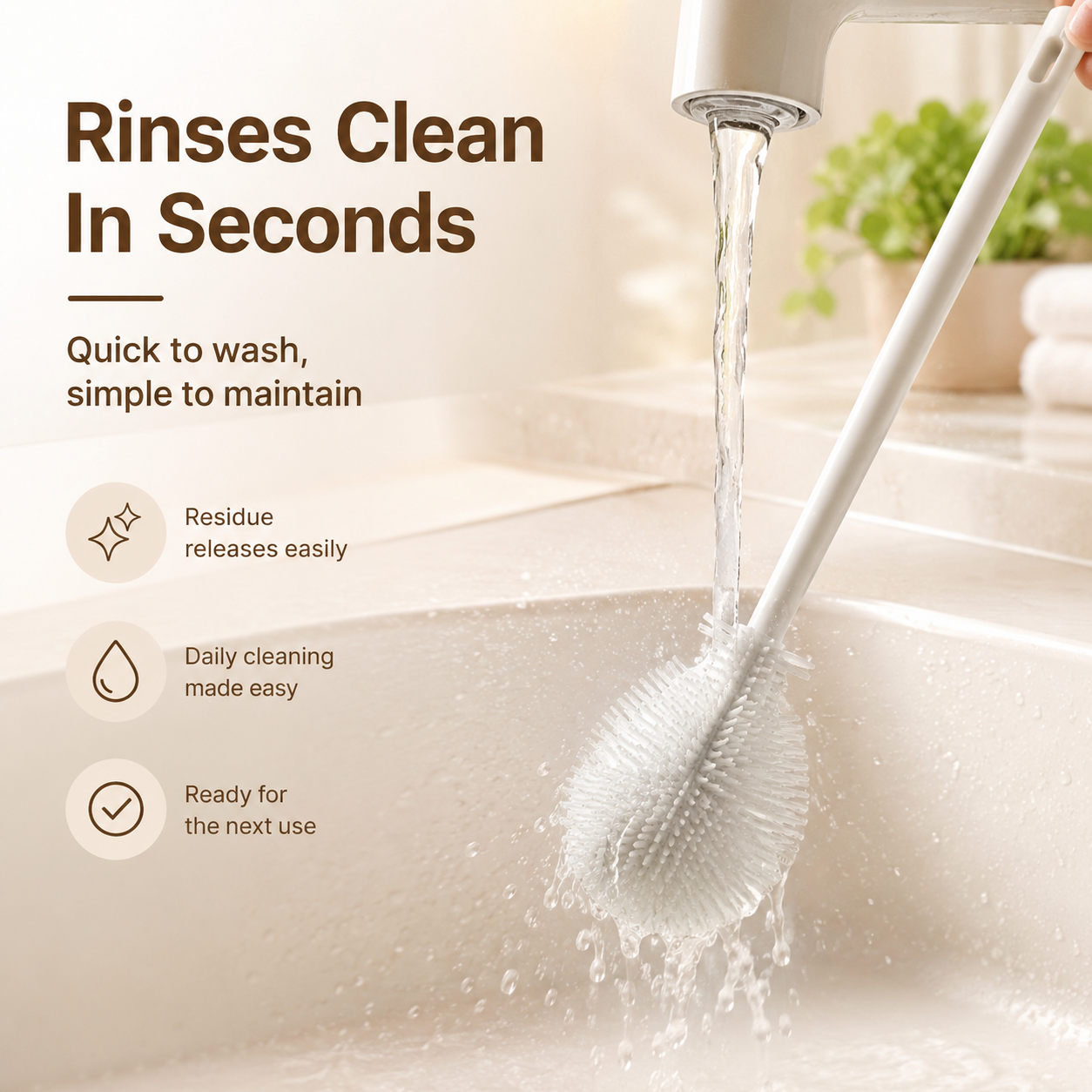 360° Silicone Bottle Cleaning Brush – Long Handle Soft Bristle Cleaner for Bottles, Cups & Narrow Containers