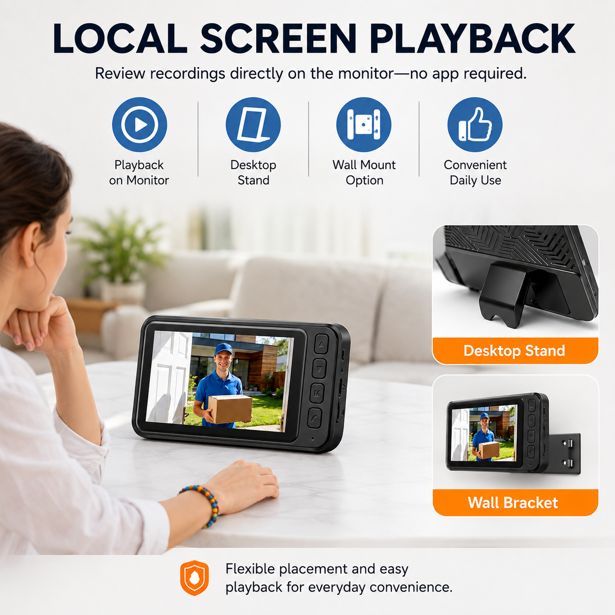 1080P Wireless Video Doorbell Camera with 4.3" Monitor – No WiFi, No App, No Subscription
