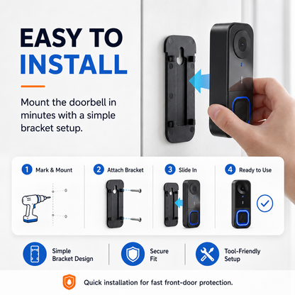 1080P Wireless Video Doorbell Camera with 4.3" Monitor – No WiFi, No App, No Subscription