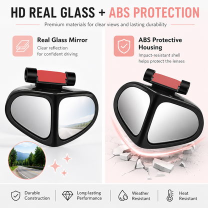 2Pcs Dual-Lens Blind Spot Mirror – 360° Adjustable Wide View Parking & Reversing Mirror