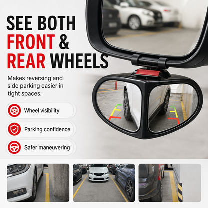 2Pcs Dual-Lens Blind Spot Mirror – 360° Adjustable Wide View Parking & Reversing Mirror
